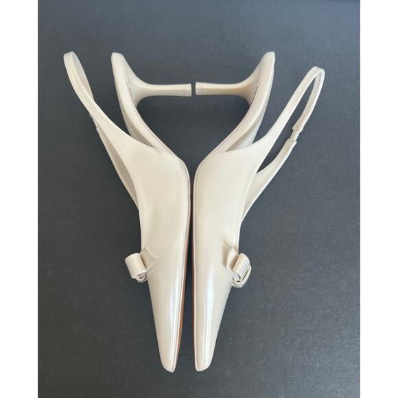 NWOT ZARA Cream Pointed Toe SlipOn Slingback Front Bow High Heel Pump Shoe Sz 10 - Picture 5 of 12